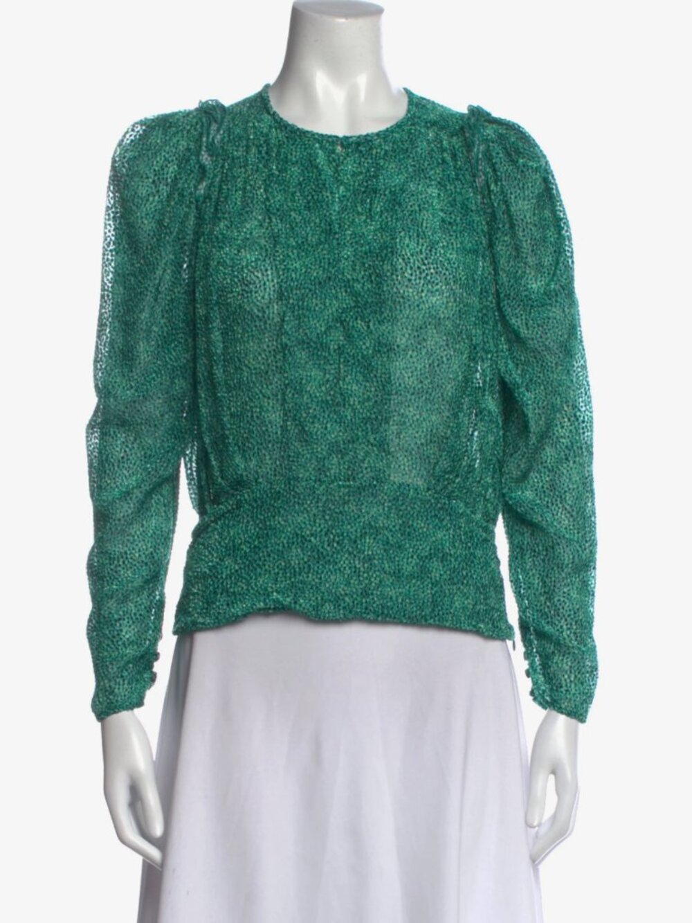 EUC Isabel Marant - Rare Velvet-like Printed Emerald Green Top | S | US4, FR36